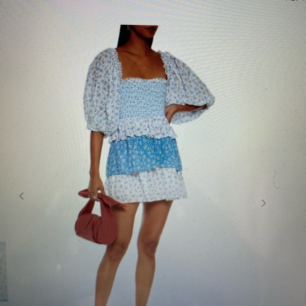 Loveshack Fancy Shaw tiered floral print cotton jacquard dress